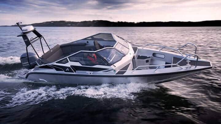 Image of Anytec A27 Open boat on the water with a sporty and rugged design, featuring a high-performance engine and comfortable seating for passengers.